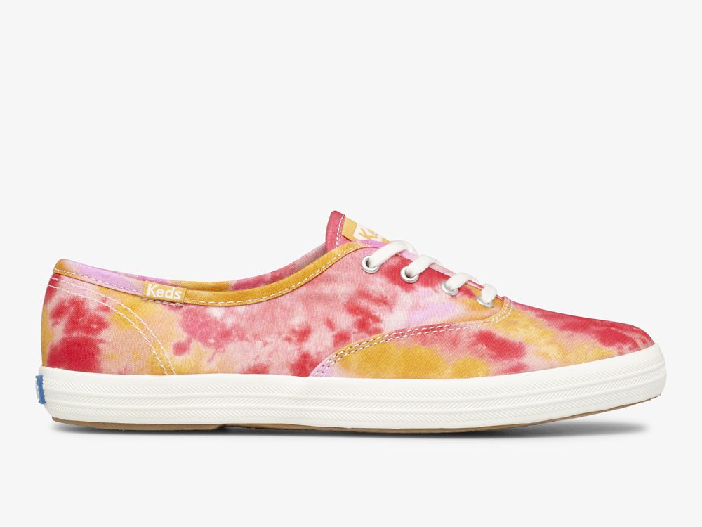 Keds Champion Canvas Tie Dye Snøresko Dame Rosa Oransje | NO-72895