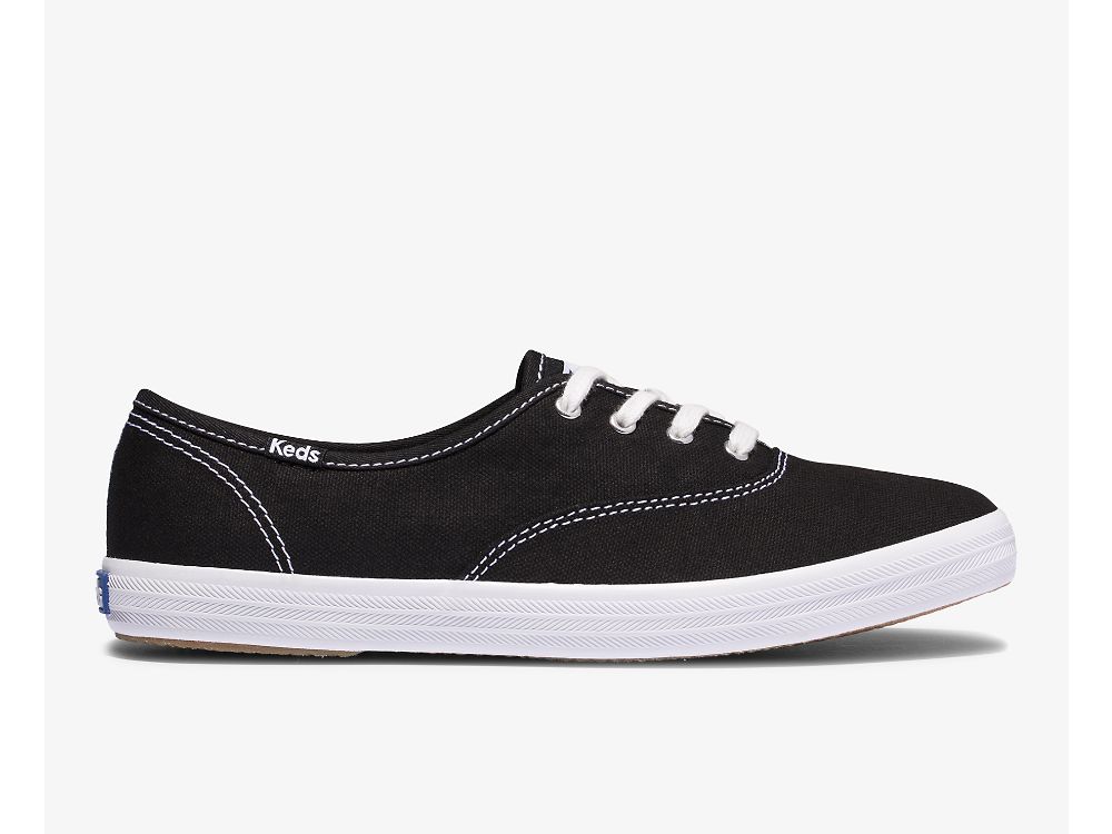 Keds Champion Feat. Organic Bomull Snøresko Dame Svarte | NO-29576