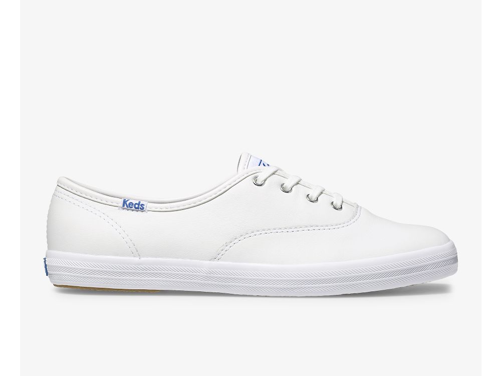 Keds Champion Original Lær Lær Sneakers Dame Hvite | NO-84004