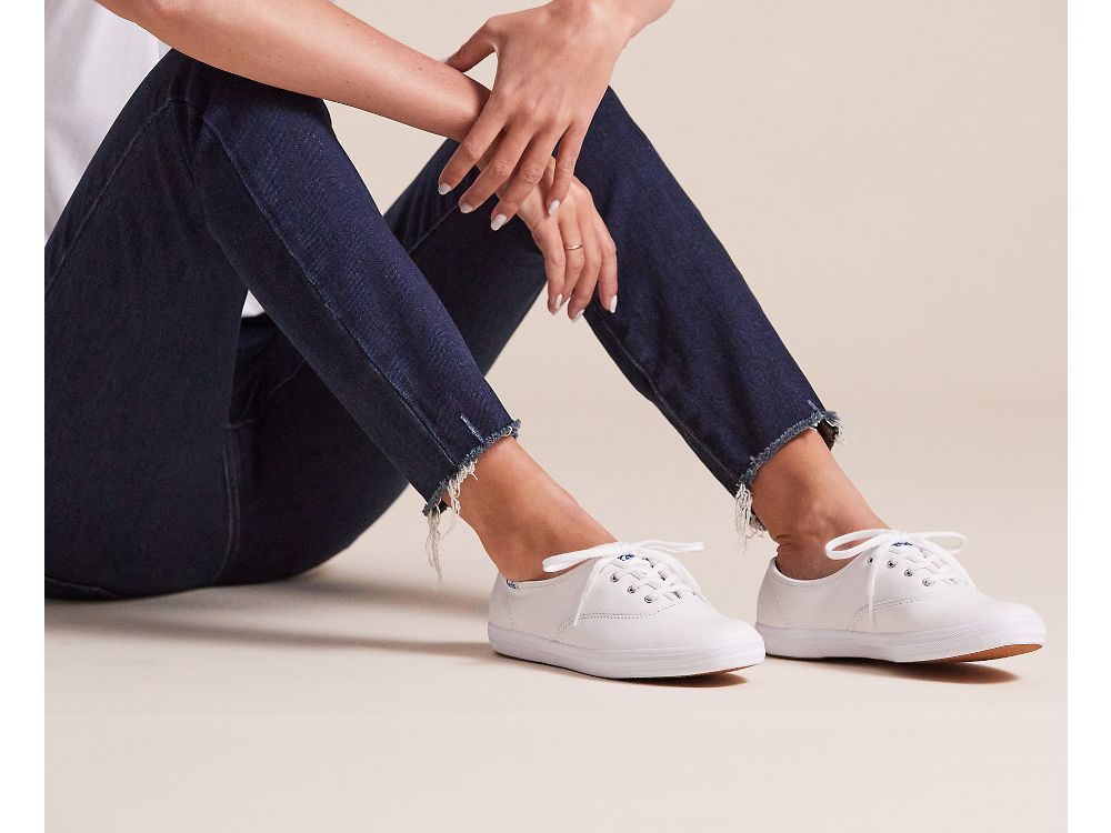 Keds Champion Original Lær Snøresko Dame Hvite | NO-96214