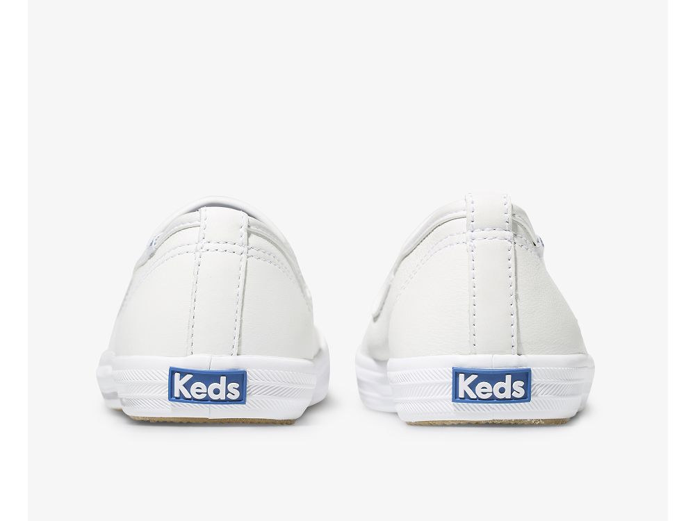 Keds Champion Slip On Lær Lær Sneakers Dame Hvite | NO-71593