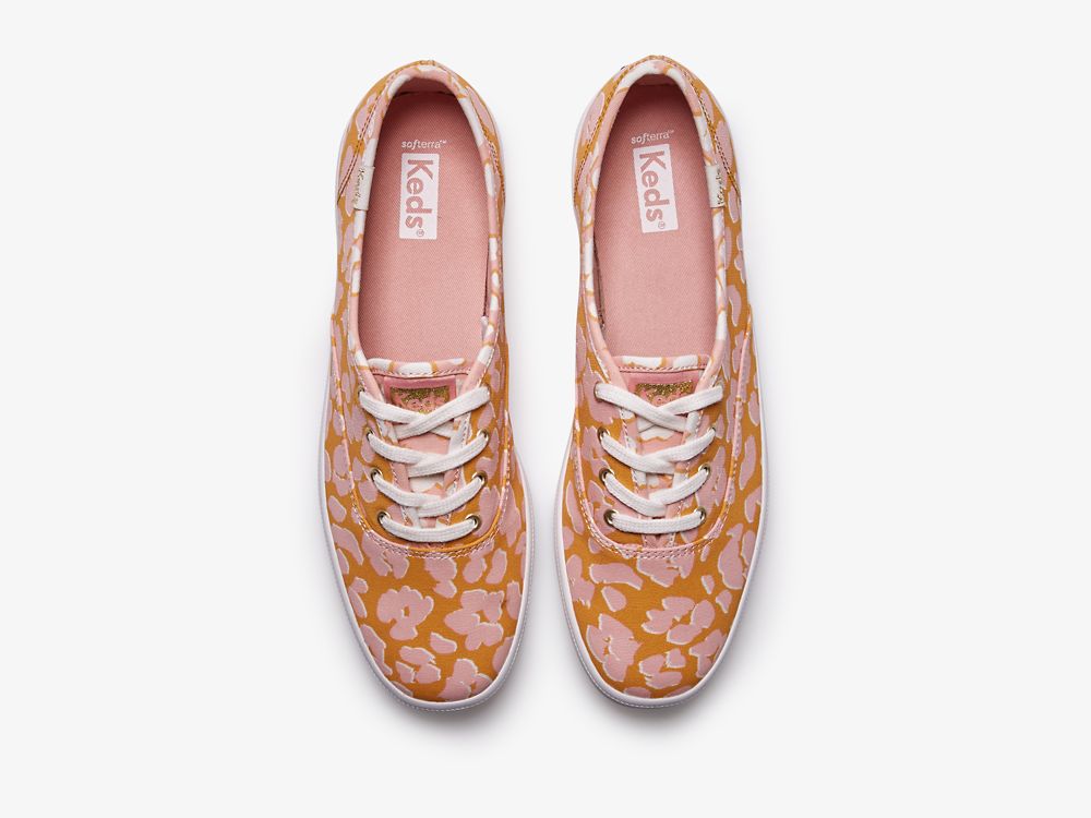 Keds Champion Spot Print Snøresko Dame Gul Rosa | NO-10134