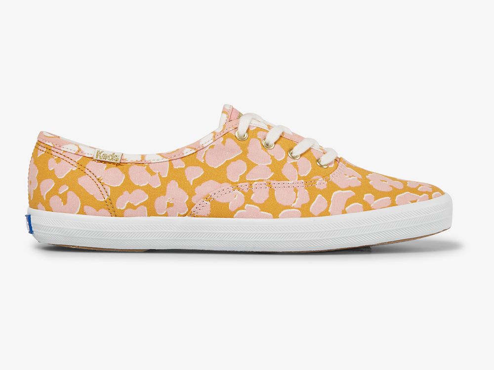 Keds Champion Spot Print Snøresko Dame Gul Rosa | NO-10134