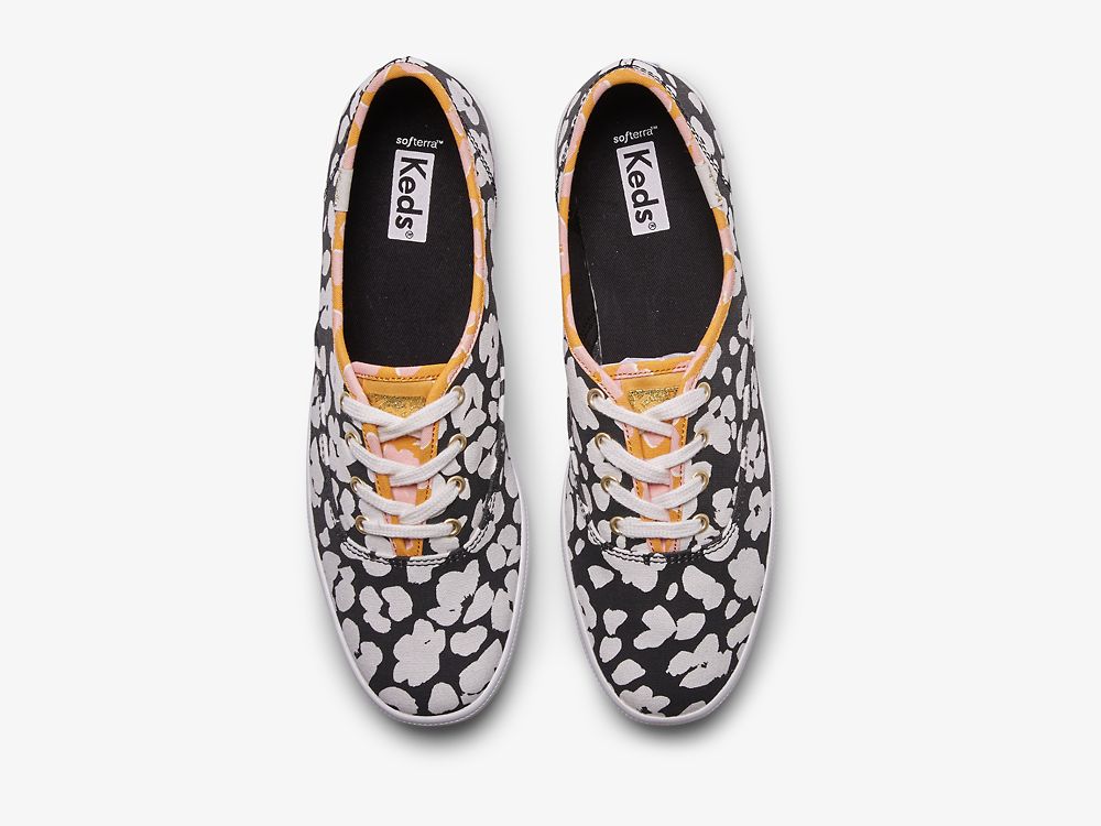 Keds Champion Spot Print Snøresko Dame Svarte Hvite | NO-60333