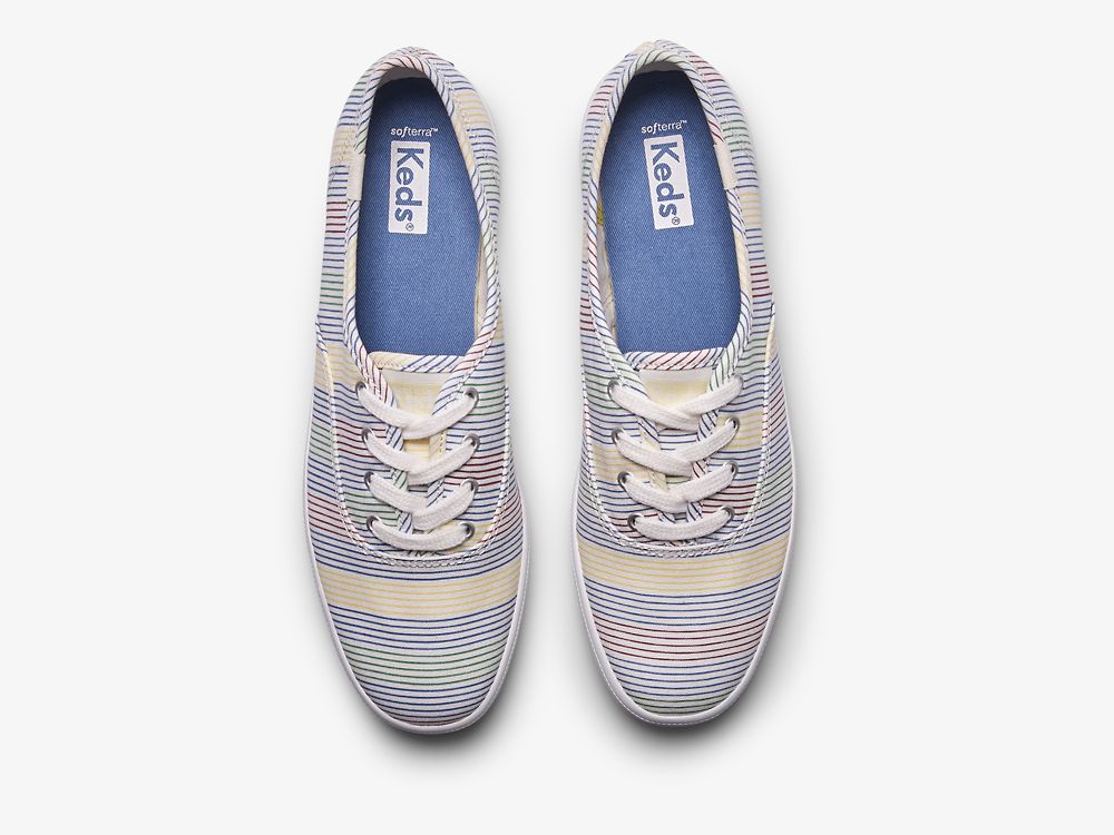 Keds Champion Surf Stripe Snøresko Dame Hvite Multicolor | NO-79315