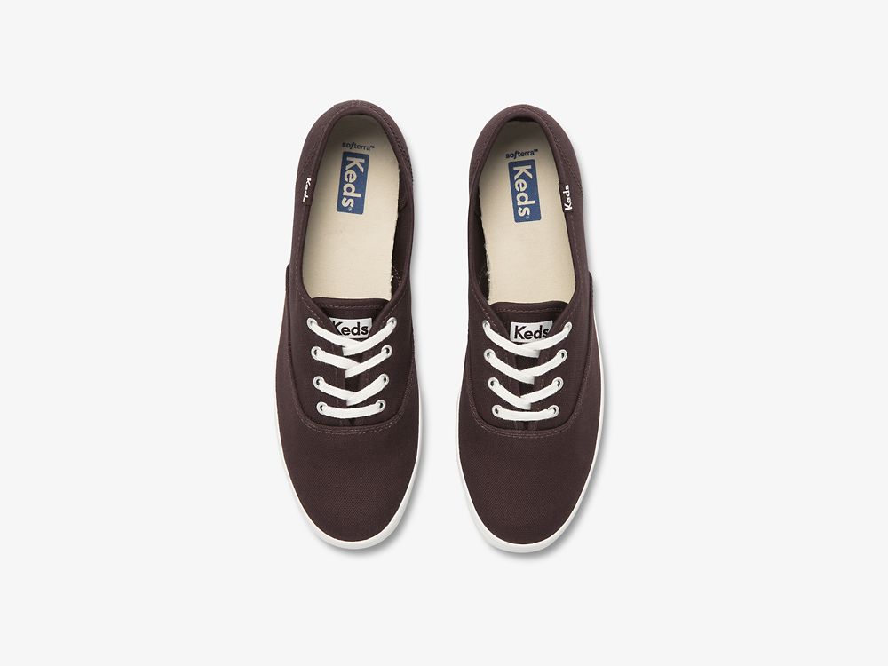 Keds Champion Washable Feat. Organic Canvas Snøresko Dame Burgunder | NO-96591