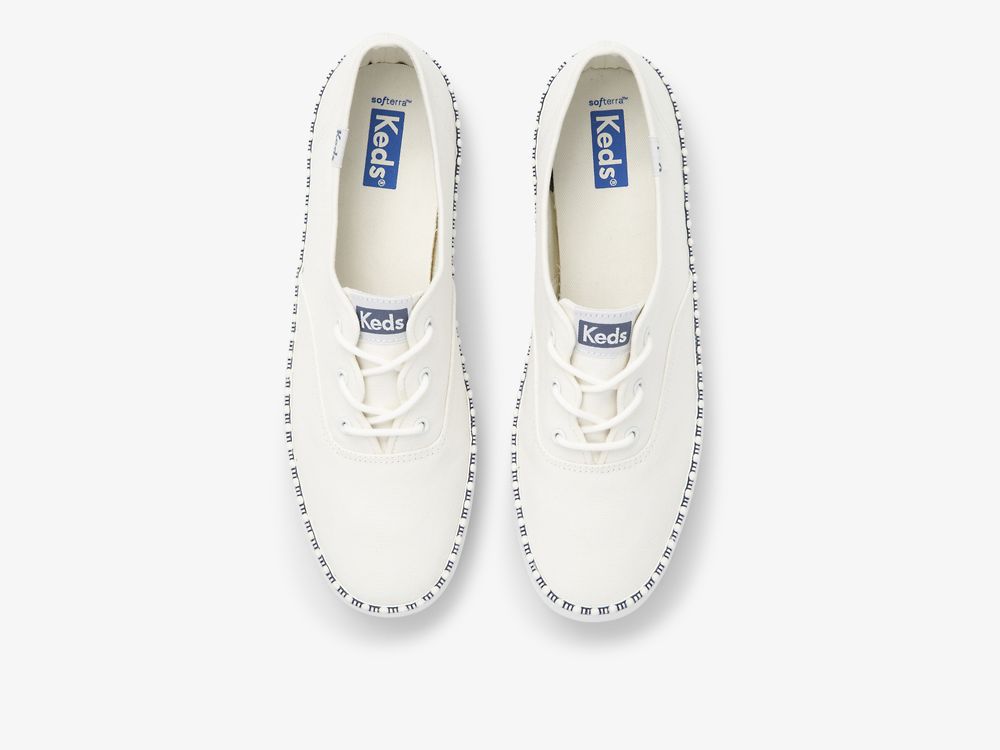 Keds Champion Wave Snøresko Dame Hvite | NO-17655