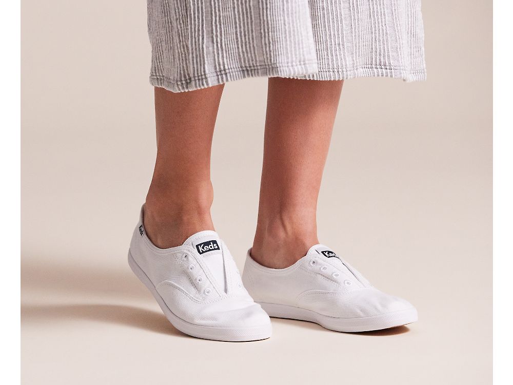 Keds Chillax Basics Feat. Organic Bomull SlipOnSneakers Dame Hvite | NO-25200