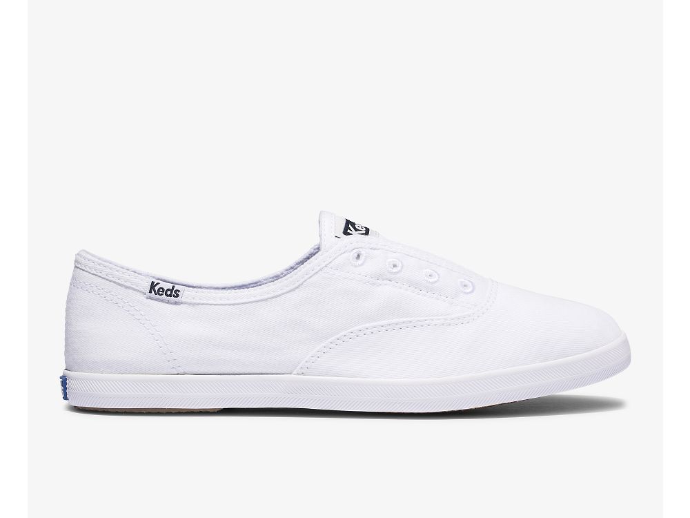 Keds Chillax Basics Feat. Organic Bomull SlipOnSneakers Dame Hvite | NO-25200