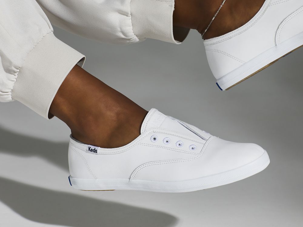 Keds Chillax Lær Lær Sneakers Dame Hvite | NO-62575