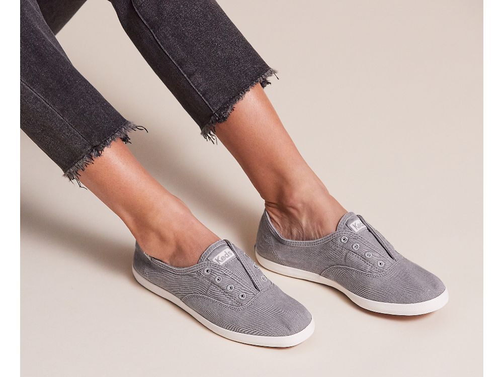 Keds Chillax Washable Feat. Organic Bomull SlipOnSneakers Dame Grå | NO-60670