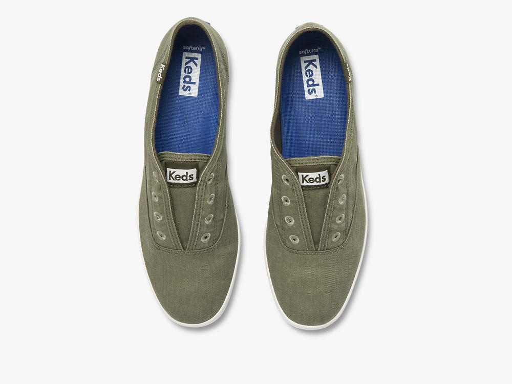 Keds Chillax Washable Feat. Organic Bomull SlipOnSneakers Dame Olivengrønne | NO-62610