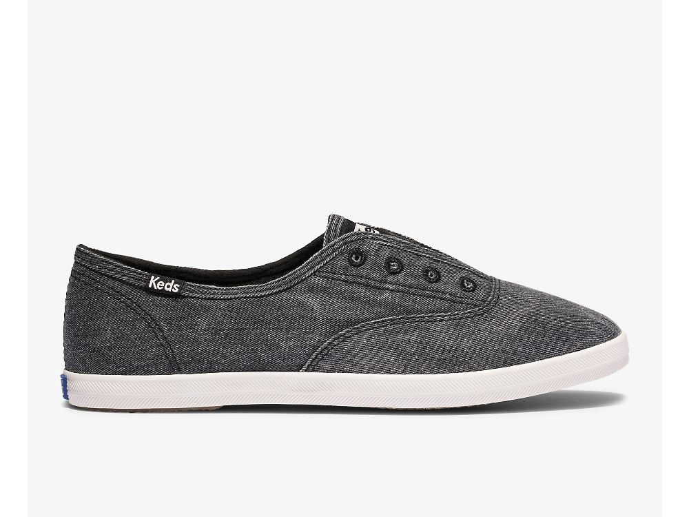 Keds Chillax Washable Feat. Organic Bomull SlipOnSneakers Dame Mørke Grå | NO-93304