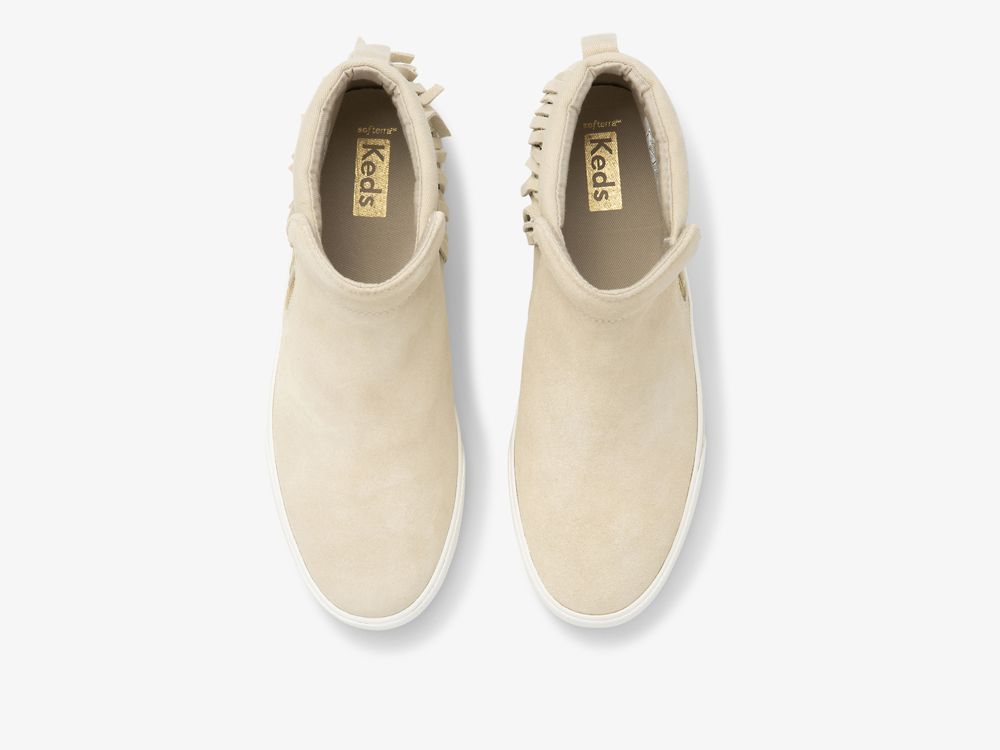 Keds Cooper Zip Fringe Semsket Skinn Støvler Dame Beige | NO-10868