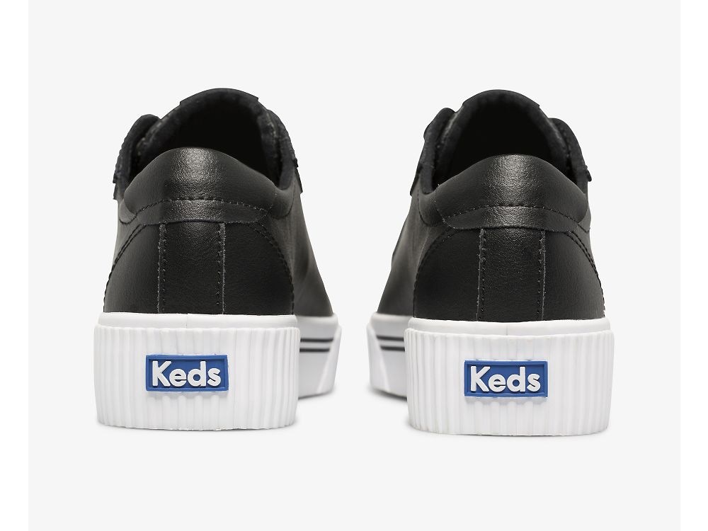 Keds Crew Kick Alto Lær Lær Sneakers Dame Svarte | NO-13296