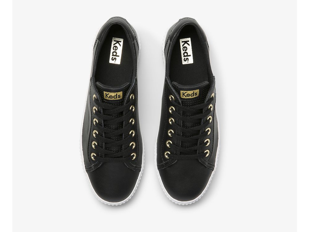 Keds Crew Kick Alto Lær Lær Sneakers Dame Svarte | NO-13296