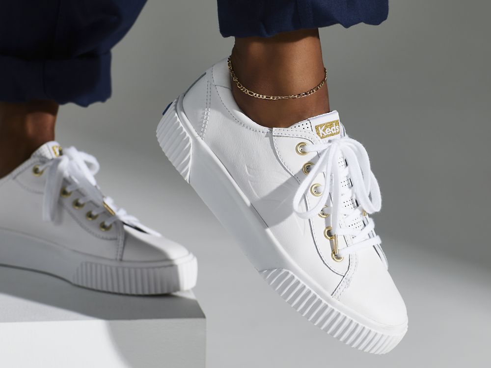 Keds Crew Kick Alto Lær Lær Sneakers Dame Hvite | NO-97203