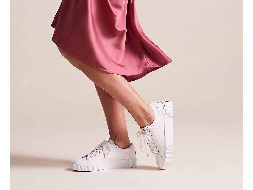 Keds Crew Kick Alto Lær Lær Sneakers Dame Hvite | NO-97203