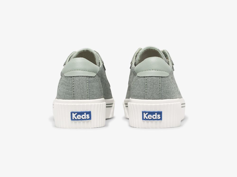 Keds Crew Kick Alto Soft Twill Snøresko Dame Olivengrønne | NO-66238