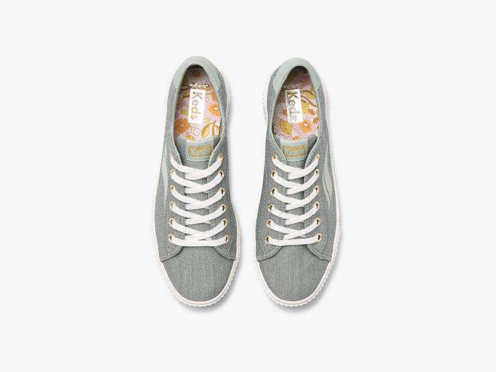 Keds Crew Kick Alto Soft Twill Snøresko Dame Olivengrønne | NO-66238