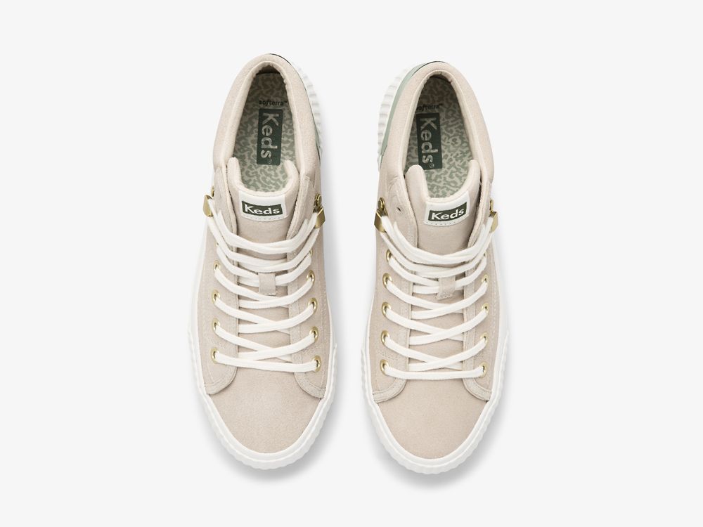 Keds Demi Mid TRX Semsket Skinn Snøresko Dame Beige | NO-28563