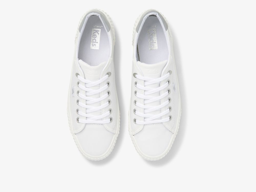 Keds Demi TRX Lær Lær Sneakers Dame Hvite Sølv | NO-67963