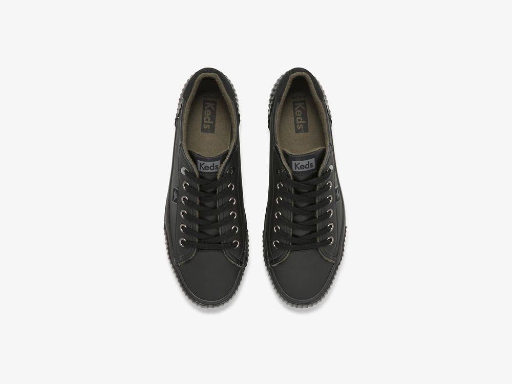 Keds Demi TRX Lær Snøresko Dame Svarte Svarte | NO-25490