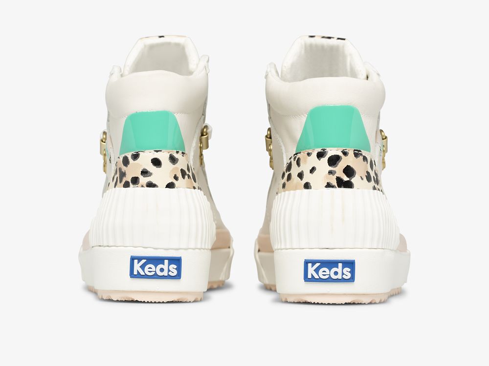 Keds Demi TRX Mid Lær Lær Sneakers Dame Pisket Krem Leopard | NO-41900