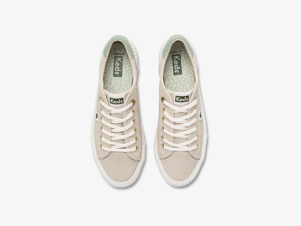 Keds Demi TRX Semsket Skinn Snøresko Dame Beige | NO-04864