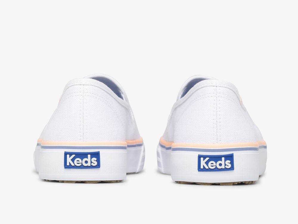 Keds Double Decker Canvas SlipOnSneakers Dame Hvite Korall | NO-95487