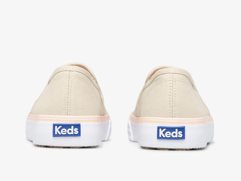 Keds Double Decker Canvas Washable SlipOnSneakers Dame Beige | NO-82281