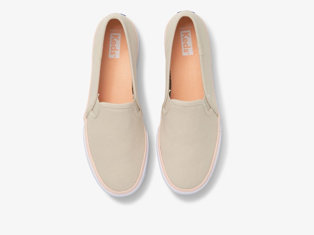 Keds Double Decker Canvas Washable SlipOnSneakers Dame Beige | NO-82281