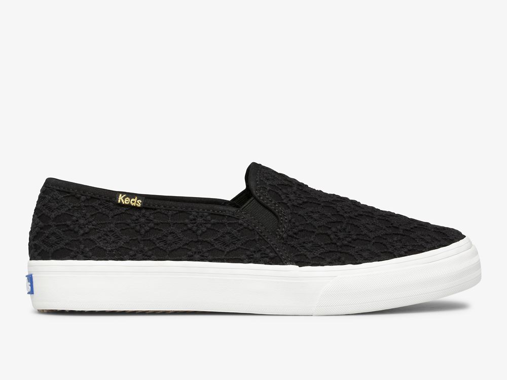 Keds Double Decker Crochet SlipOnSneakers Dame Svarte | NO-29264