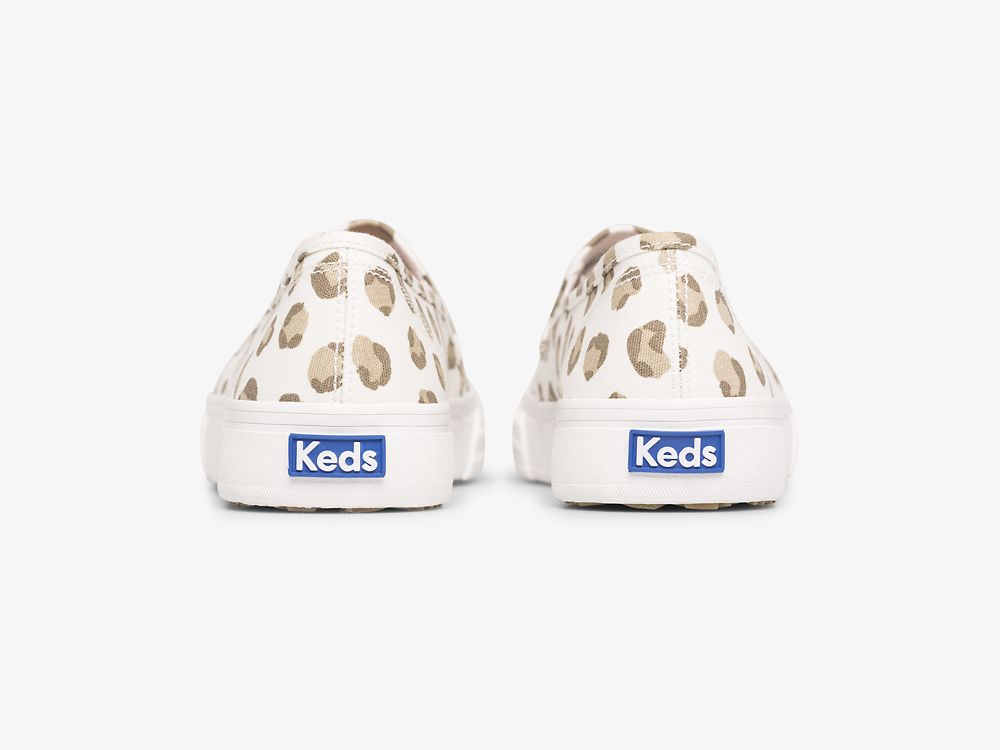 Keds Double Decker Leopard SlipOnSneakers Dame Hvite | NO-83244