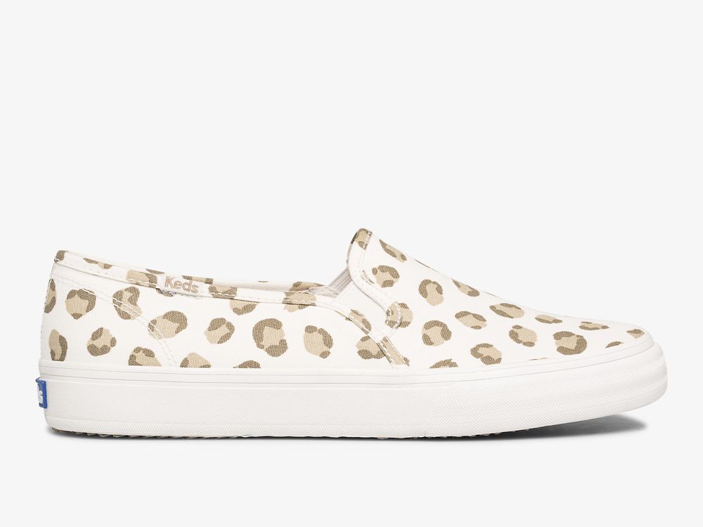 Keds Double Decker Leopard SlipOnSneakers Dame Hvite | NO-83244