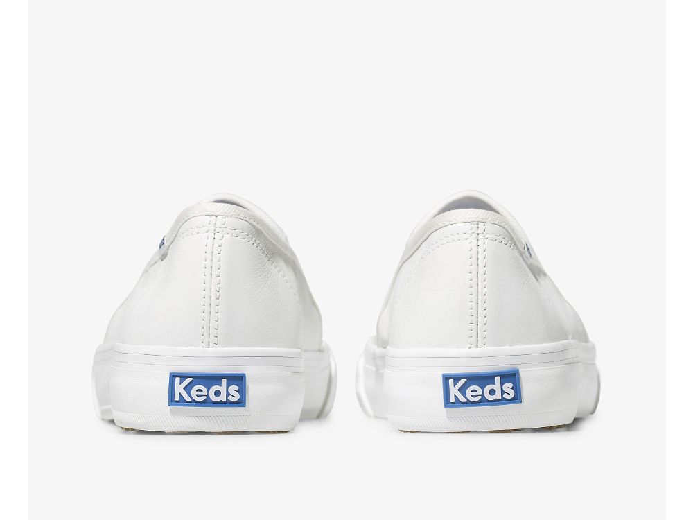 Keds Double Decker Lær Lær Sneakers Dame Hvite | NO-36228