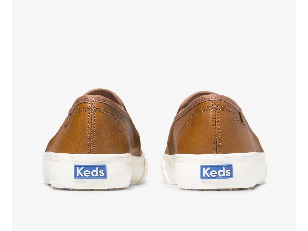 Keds Double Decker Lær SlipOnSneakers Dame Brune | NO-40351