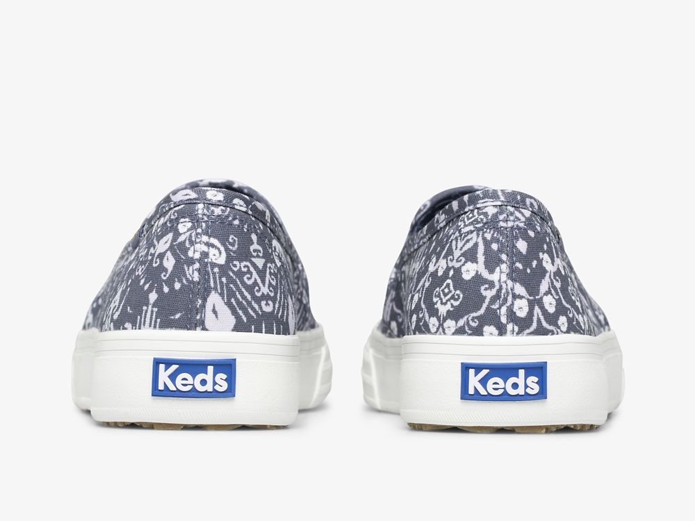 Keds Double Decker Mosaic Canvas SlipOnSneakers Dame Blå | NO-12447