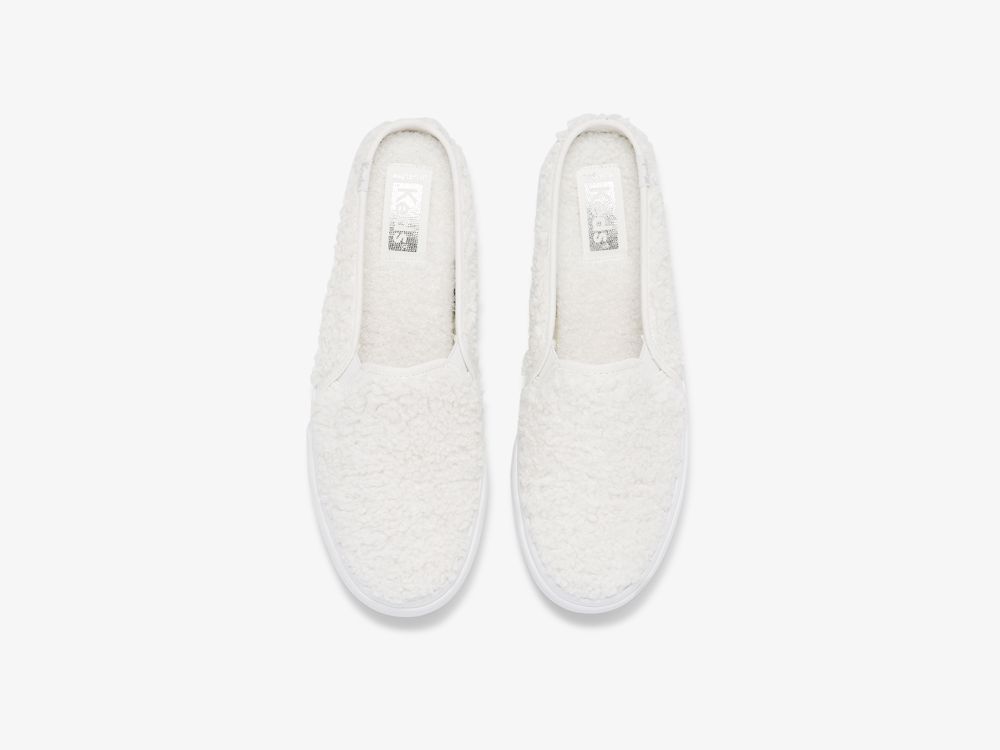 Keds Double Decker Mule Faux Shearling Tøfler Dame Pisket Krem | NO-64155