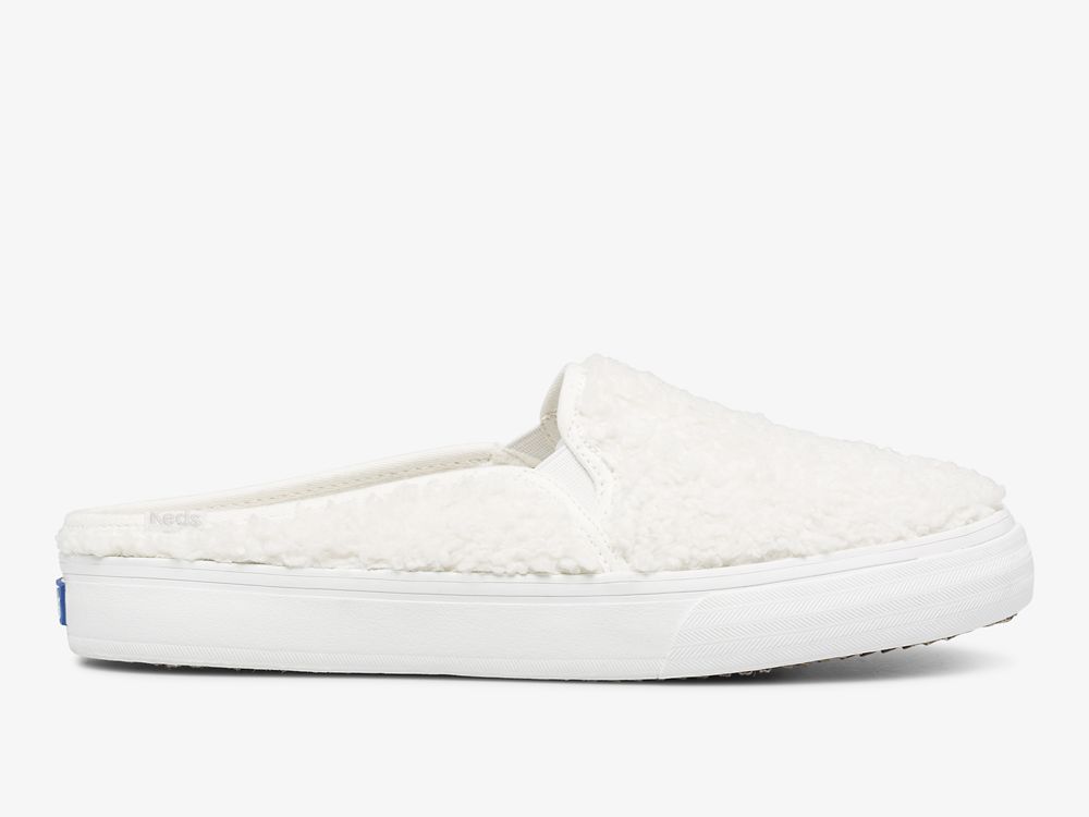 Keds Double Decker Mule Faux Shearling Tøfler Dame Pisket Krem | NO-64155