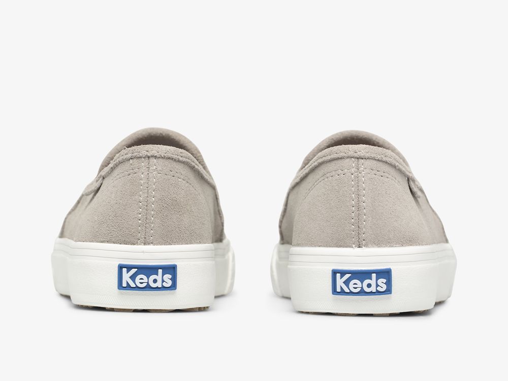 Keds Double Decker Perf Semsket Skinn SlipOnSneakers Dame Grå | NO-96756