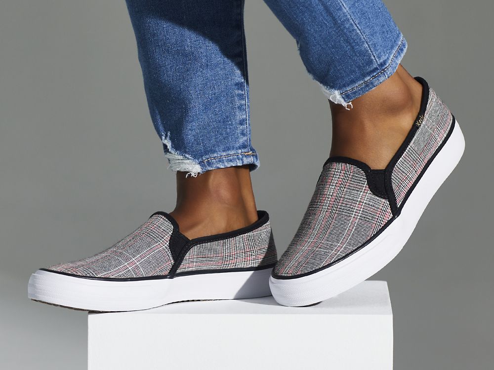 Keds Double Decker Plaid SlipOnSneakers Dame Svarte Multicolor | NO-53673