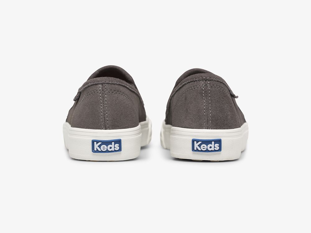 Keds Double Decker Semsket Skinn SlipOnSneakers Dame Mørke Grå | NO-90342