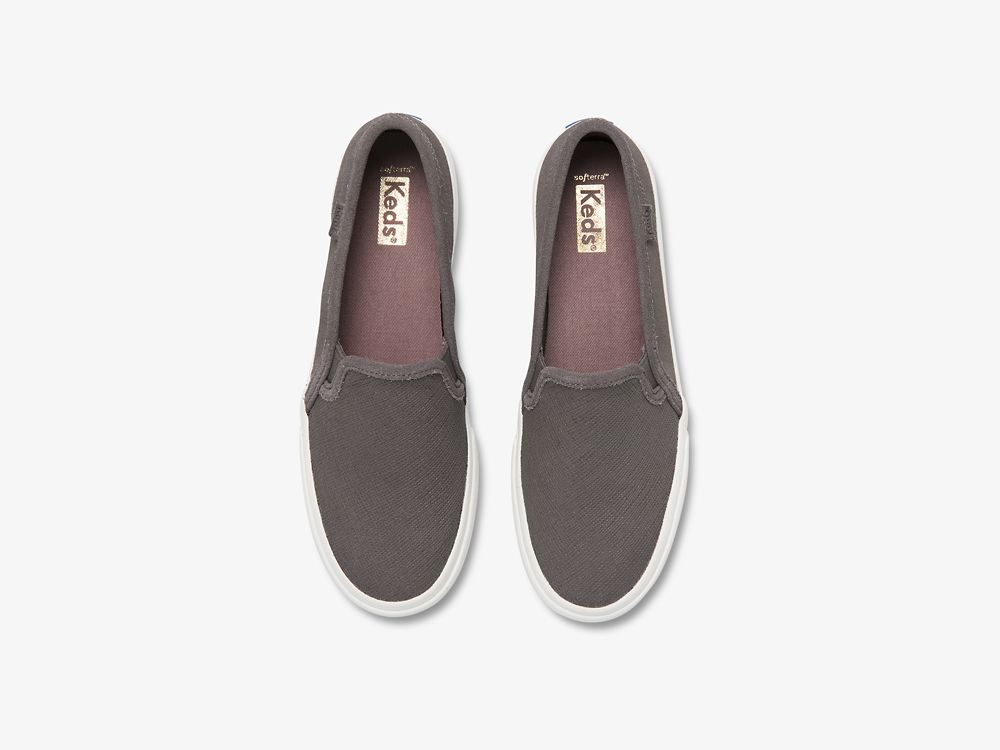 Keds Double Decker Semsket Skinn SlipOnSneakers Dame Mørke Grå | NO-90342