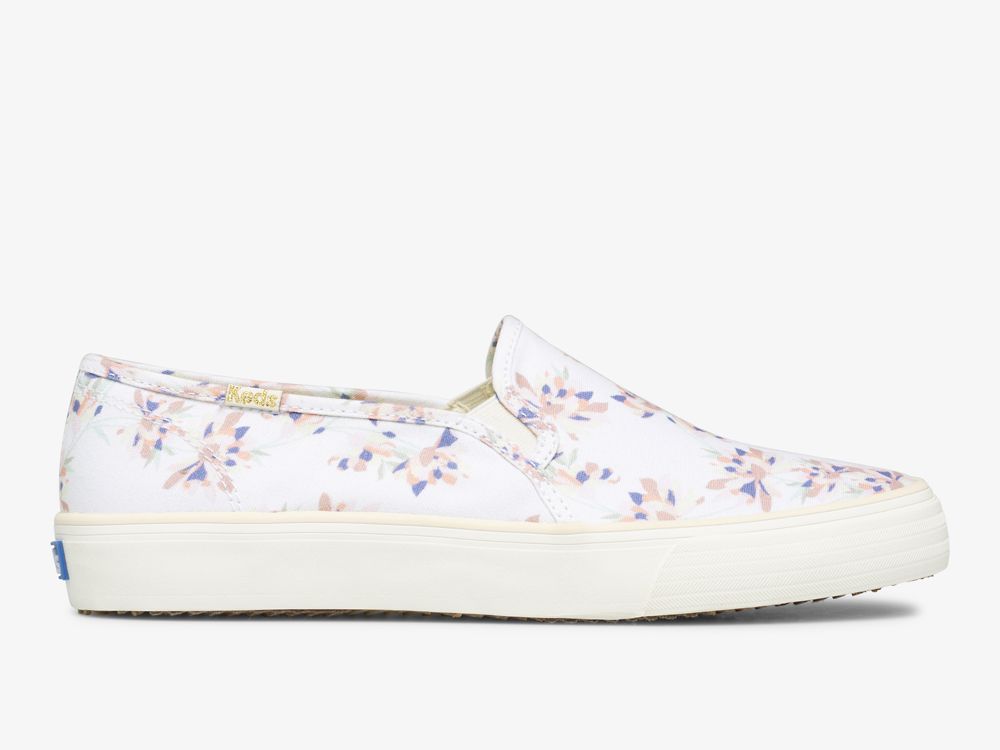 Keds Double Decker Spring Floral SlipOnSneakers Dame Pisket Krem | NO-53379