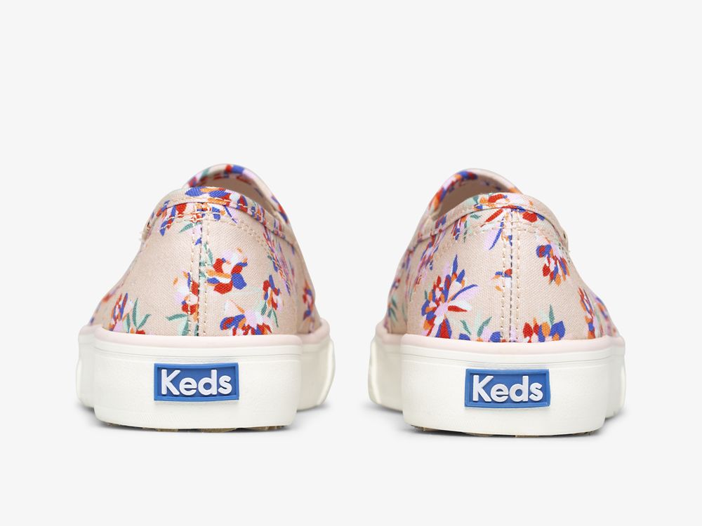 Keds Double Decker Spring Floral SlipOnSneakers Dame Brune | NO-95935