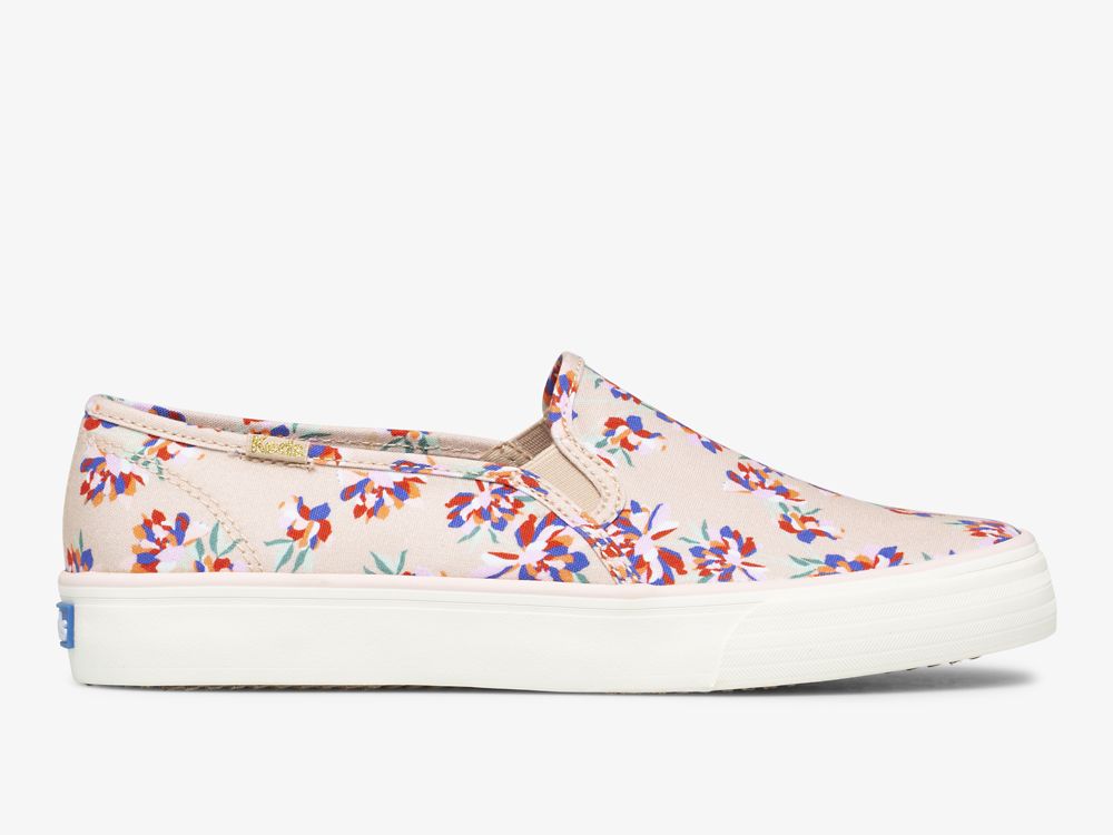 Keds Double Decker Spring Floral SlipOnSneakers Dame Brune | NO-95935