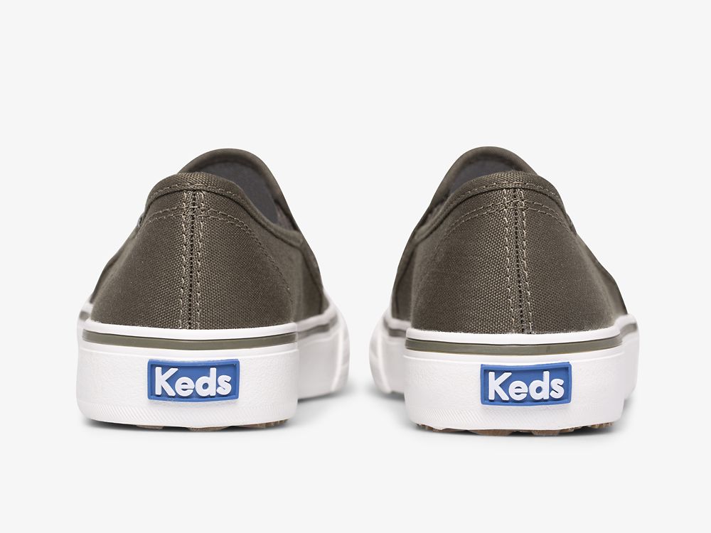 Keds Double Decker Tencel™ SlipOnSneakers Dame Olivengrønne | NO-90417