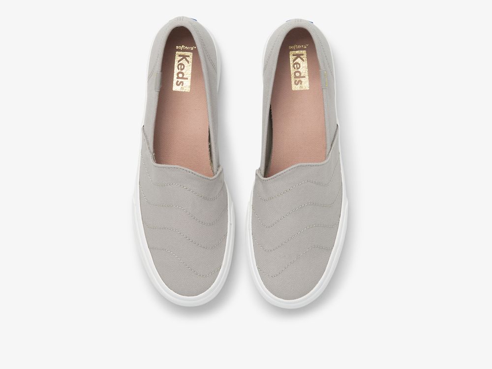 Keds Double Decker Wave Canvas SlipOnSneakers Dame Grå | NO-23515