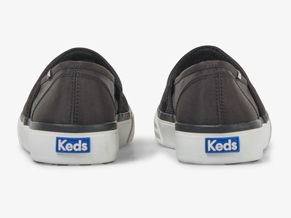 Keds Double Decker Wave Nylon SlipOnSneakers Dame Svarte | NO-08391